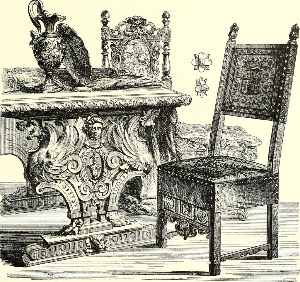 An illustration from Das deutsche Zimmer der Gothik und Renaissance : des Barock-, Rococo- und Zopfstils Anregungen zu häuslicher Kunstpflege, 1886, leaf 367