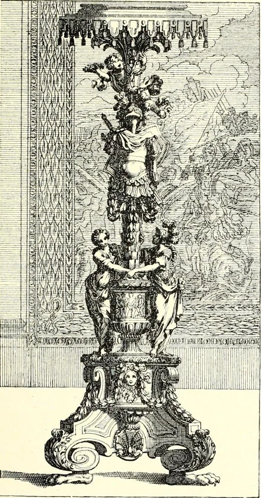 An illustration from Das deutsche Zimmer der Gothik und Renaissance : des Barock-, Rococo- und Zopfstils Anregungen zu häuslicher Kunstpflege, 1886, leaf 407