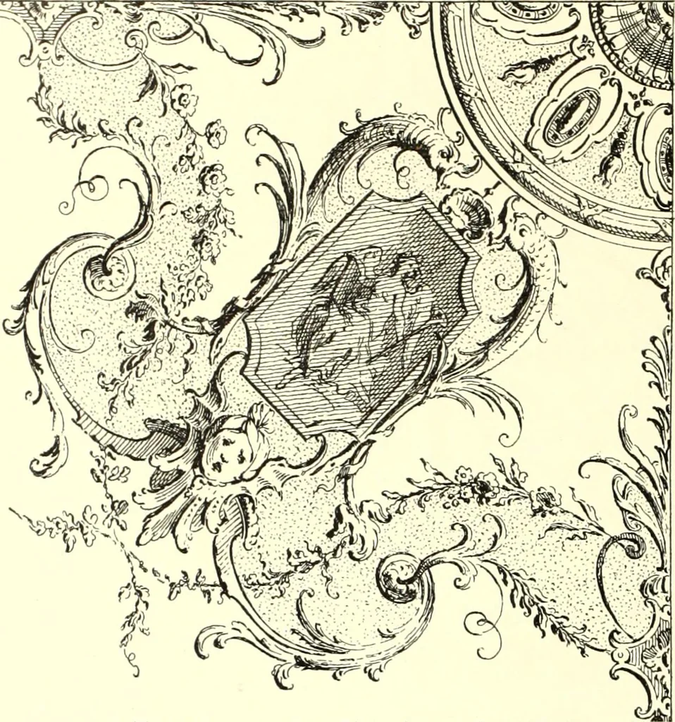 An illustration from Das deutsche Zimmer der Gothik und Renaissance : des Barock-, Rococo- und Zopfstils Anregungen zu häuslicher Kunstpflege, 1886, leaf 418