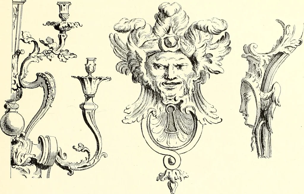 An illustration from Das deutsche Zimmer der Gothik und Renaissance : des Barock-, Rococo- und Zopfstils Anregungen zu häuslicher Kunstpflege, 1886, leaf 419