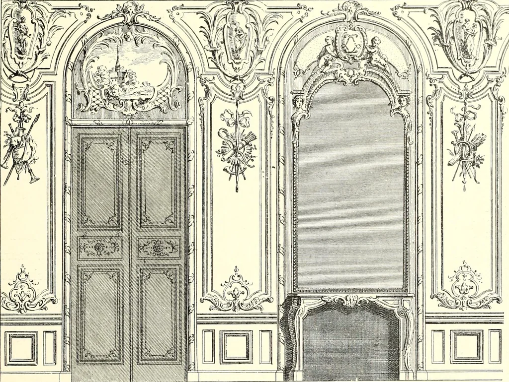 An illustration from Das deutsche Zimmer der Gothik und Renaissance : des Barock-, Rococo- und Zopfstils Anregungen zu häuslicher Kunstpflege, 1886, leaf 421