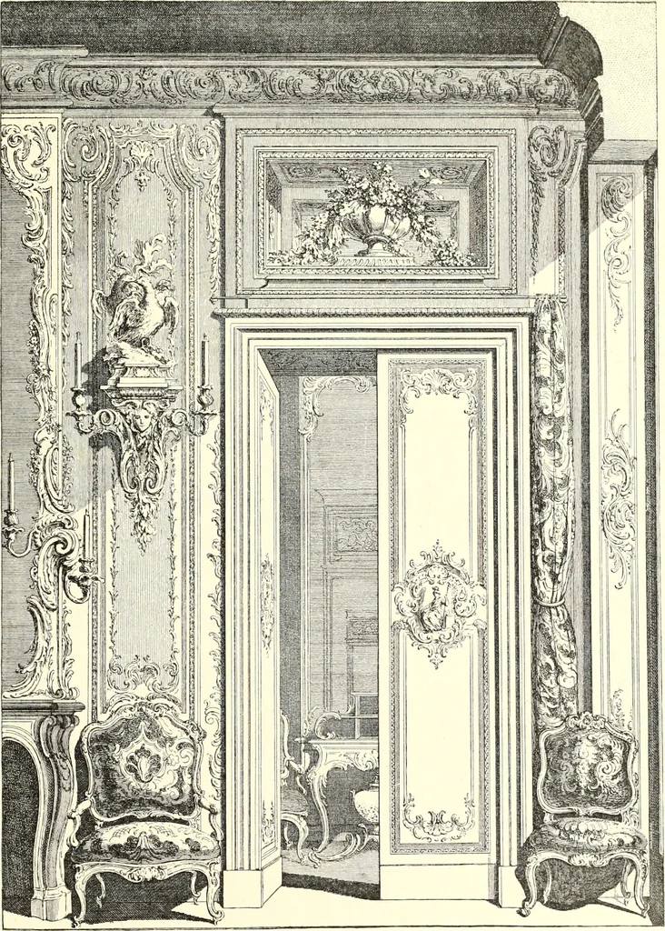 An illustration from Das deutsche Zimmer der Gothik und Renaissance : des Barock-, Rococo- und Zopfstils Anregungen zu häuslicher Kunstpflege, 1886, leaf 425