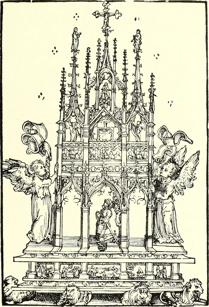 An illustration from Das deutsche Zimmer der Gothik und Renaissance : des Barock-, Rococo- und Zopfstils Anregungen zu häuslicher Kunstpflege, 1886, leaf 43
