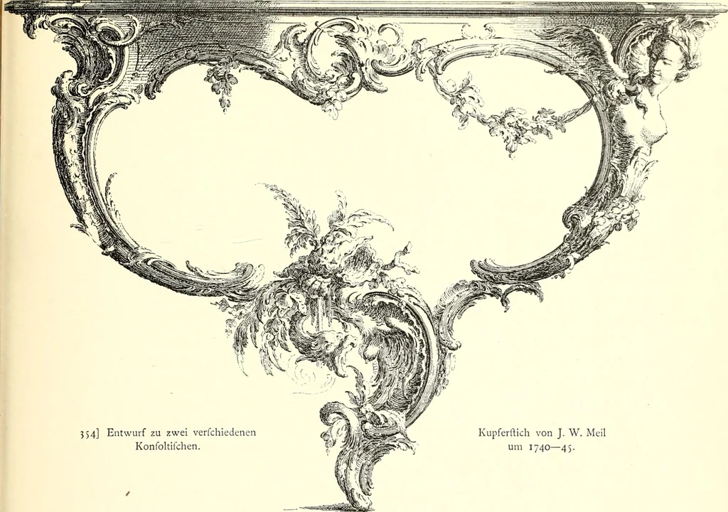 An illustration from Das deutsche Zimmer der Gothik und Renaissance : des Barock-, Rococo- und Zopfstils Anregungen zu häuslicher Kunstpflege, 1886, leaf 435