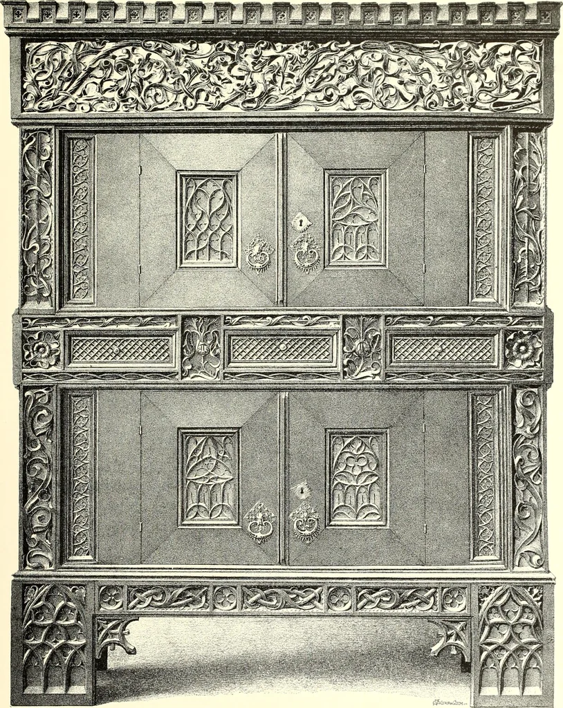 An illustration from Das deutsche Zimmer der Gothik und Renaissance : des Barock-, Rococo- und Zopfstils Anregungen zu häuslicher Kunstpflege, 1886, leaf 45