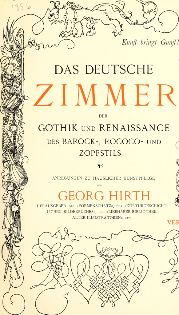 An illustration from Das deutsche Zimmer der Gothik und Renaissance : des Barock-, Rococo- und Zopfstils Anregungen zu häuslicher Kunstpflege, 1886, leaf 7