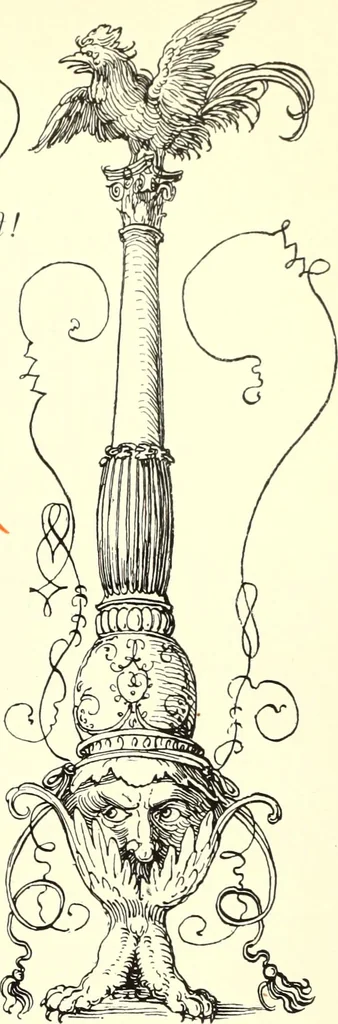 An illustration from Das deutsche Zimmer der Gothik und Renaissance : des Barock-, Rococo- und Zopfstils Anregungen zu häuslicher Kunstpflege, 1886, leaf 7