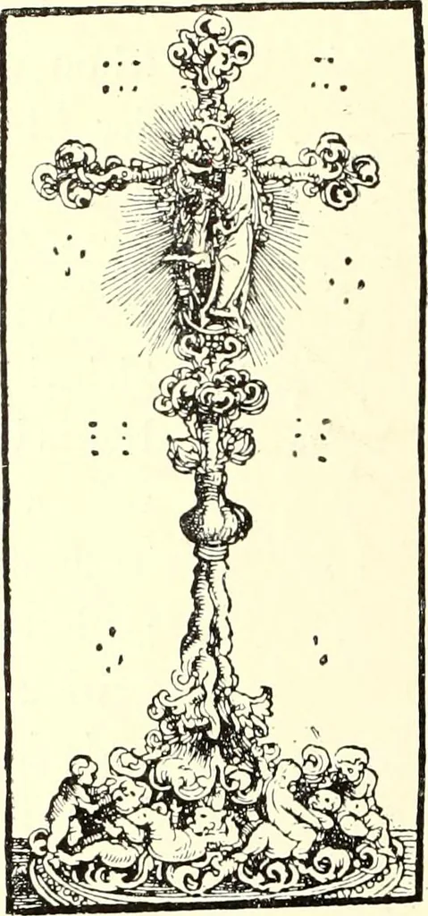 An illustration from Das deutsche Zimmer der Gothik und Renaissance : des Barock-, Rococo- und Zopfstils Anregungen zu häuslicher Kunstpflege, 1886, leaf 72