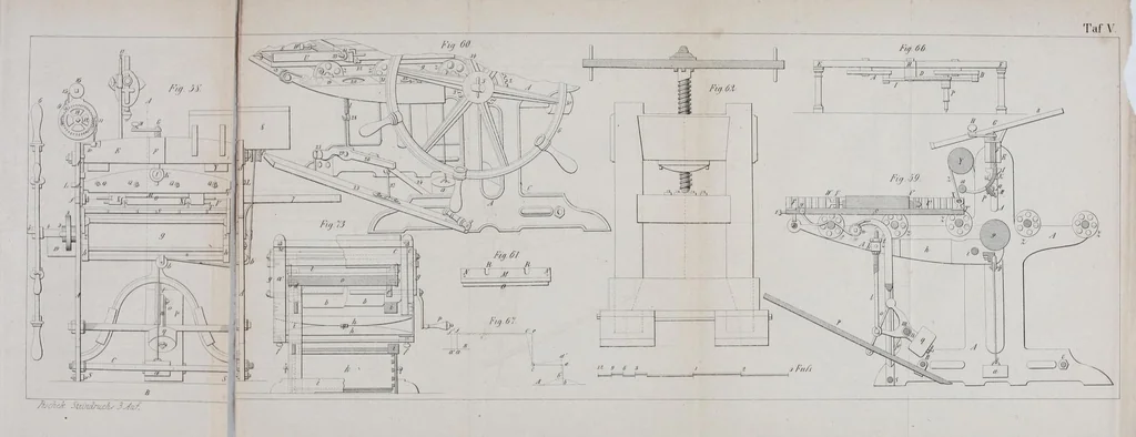 An illustration from Das Ganze des Steindrucks : oder, Vollständige theoretisch-praktische Anweisung zur Ausübung der Lithographie in ihrem ganzen Umfange und auf ihrem jetzigen Standpuncte ..., 1856, leaf 375