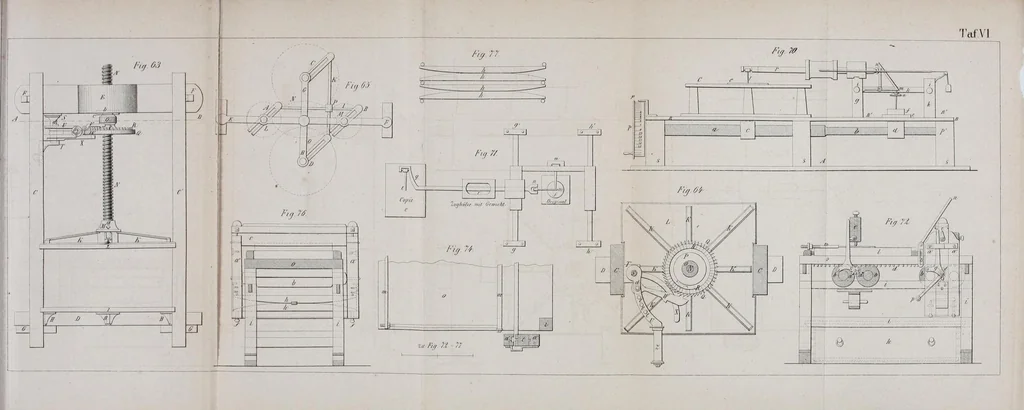 An illustration from Das Ganze des Steindrucks : oder, Vollständige theoretisch-praktische Anweisung zur Ausübung der Lithographie in ihrem ganzen Umfange und auf ihrem jetzigen Standpuncte ..., 1856, leaf 377