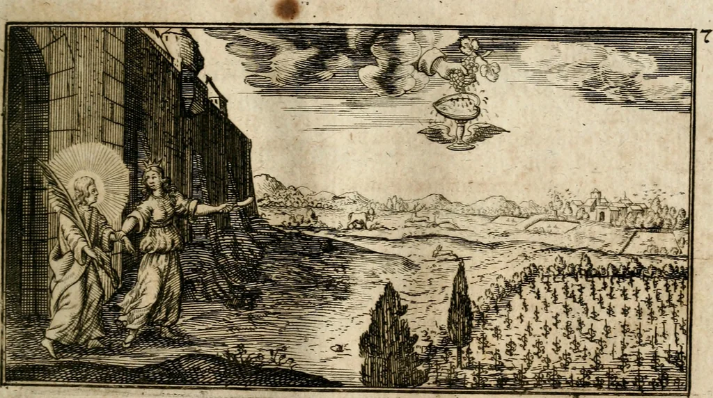 An illustration from Das hohe Lied dess Königes Salomons, nach der Ordnung dess Textes summarischen gebeten Rand, Glossen und kurtzen Beschluss-Liedern, 1662, leaf 262