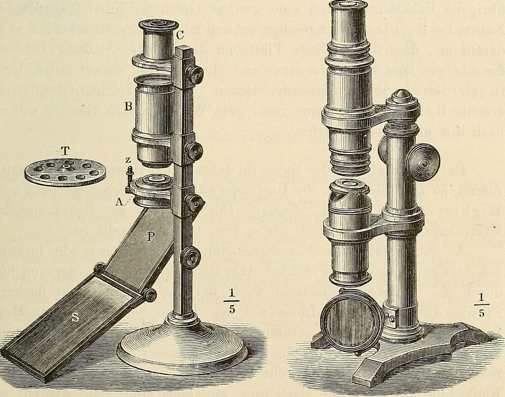 An illustration from Das mikroskop : Theorie, gebrauch, geschichte und gegenwärtiger zustand desselben, 1866, leaf 1030