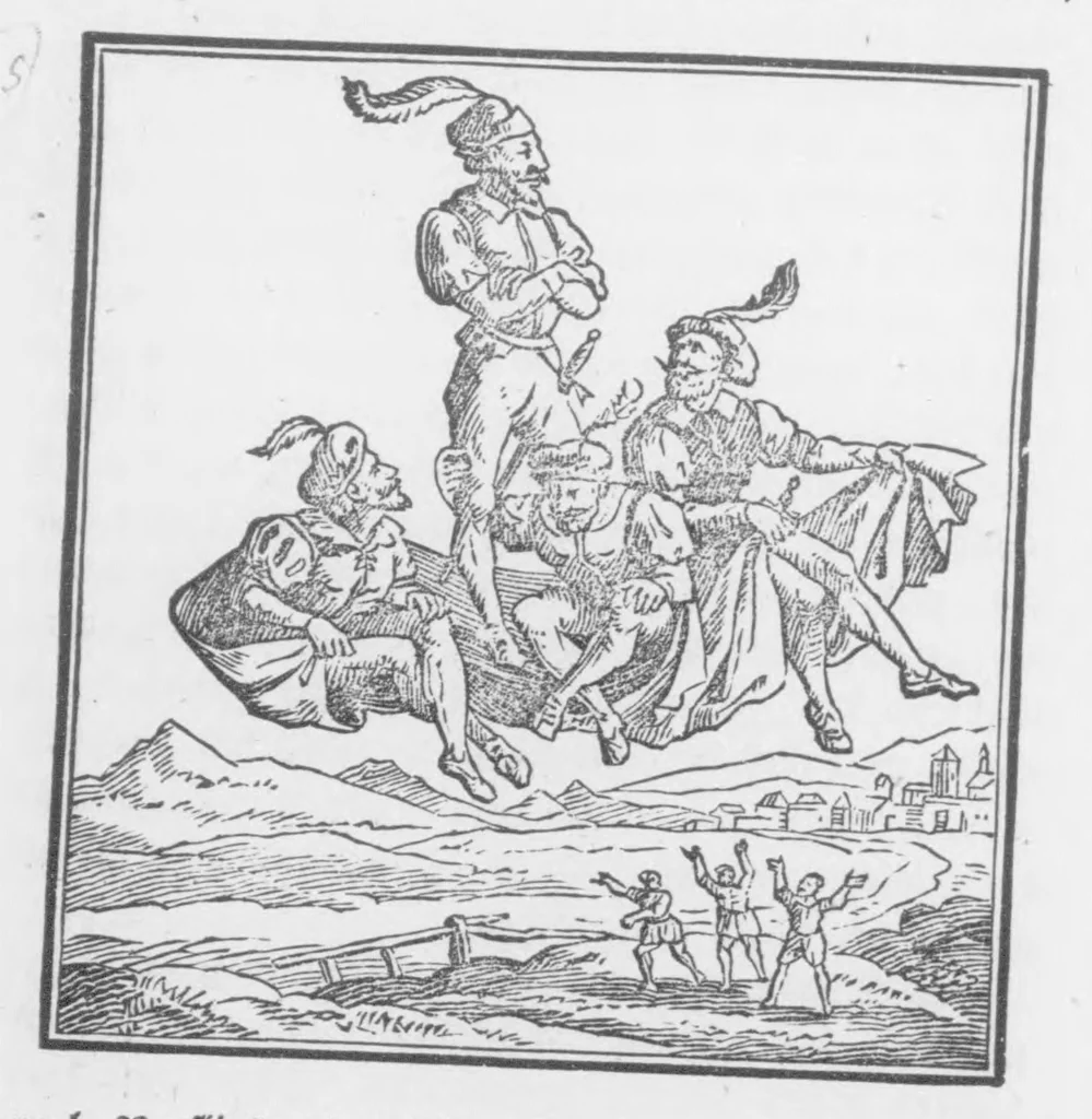 An illustration from Das ärgerliche Leben und schreckliche Ende des vielberüchtigten Erz-Schwarzkünstlers Johannis Fausti [microform], 1834, leaf 53