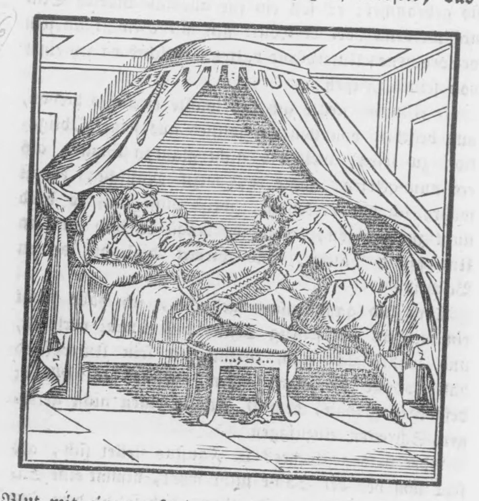An illustration from Das ärgerliche Leben und schreckliche Ende des vielberüchtigten Erz-Schwarzkünstlers Johannis Fausti [microform], 1834, leaf 56