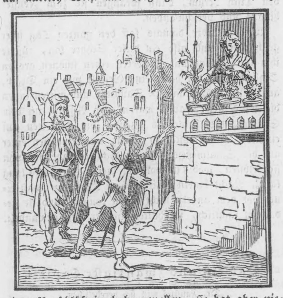 An illustration from Das ärgerliche Leben und schreckliche Ende des vielberüchtigten Erz-Schwarzkünstlers Johannis Fausti [microform], 1834, leaf 99