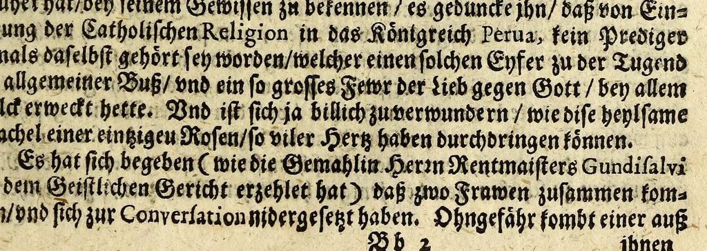 An illustration from Dass wunderbarliche Leben, und vil werther Todt der Ehrwürdigen Schwester Rosa De S. Maria von Lima gebürtig, auss der dritten Regel dess H. Vatters Dominici. : Anfänglich in Lateinischer Sprach Ihro Bäpstliche Heiligkeit Alexandro VII. zugeschriben von Adm. Rdo. & Eximio P. Magistro F. Leonardo Hansen, Ord. Praed. Provinciali Angliae & Socio reverendissimi P. Magistri Generalis: anjetzo aber zu Trost allen frommen Seelen, 1667, leaf 277