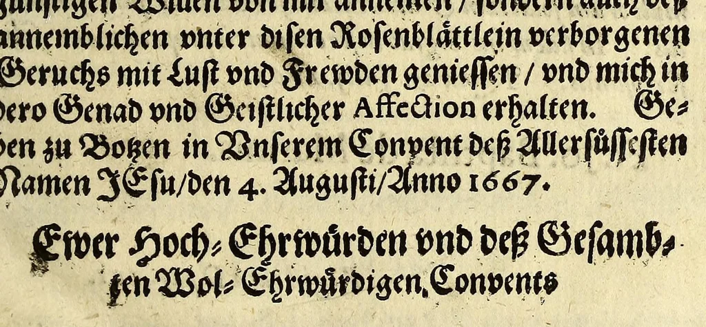 An illustration from Dass wunderbarliche Leben, und vil werther Todt der Ehrwürdigen Schwester Rosa De S. Maria von Lima gebürtig, auss der dritten Regel dess H. Vatters Dominici. : Anfänglich in Lateinischer Sprach Ihro Bäpstliche Heiligkeit Alexandro VII. zugeschriben von Adm. Rdo. & Eximio P. Magistro F. Leonardo Hansen, Ord. Praed. Provinciali Angliae & Socio reverendissimi P. Magistri Generalis: anjetzo aber zu Trost allen frommen Seelen, 1667, leaf 11