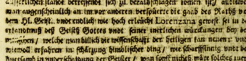 An illustration from Dass wunderbarliche Leben, und vil werther Todt der Ehrwürdigen Schwester Rosa De S. Maria von Lima gebürtig, auss der dritten Regel dess H. Vatters Dominici. : Anfänglich in Lateinischer Sprach Ihro Bäpstliche Heiligkeit Alexandro VII. zugeschriben von Adm. Rdo. & Eximio P. Magistro F. Leonardo Hansen, Ord. Praed. Provinciali Angliae & Socio reverendissimi P. Magistri Generalis: anjetzo aber zu Trost allen frommen Seelen, 1667, leaf 118