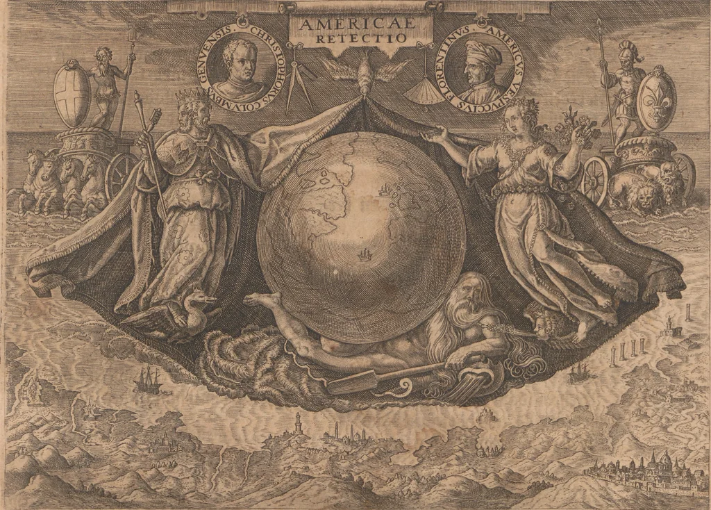 An illustration from Das vierdte Buch von der Neuwen Welt. Oder Neuwe vnd gründtliche Historien, von dem Nidergängischen Indien, so von Christophoro Columbo im Jar 1492 erstlich erfunden, 1594, leaf 15
