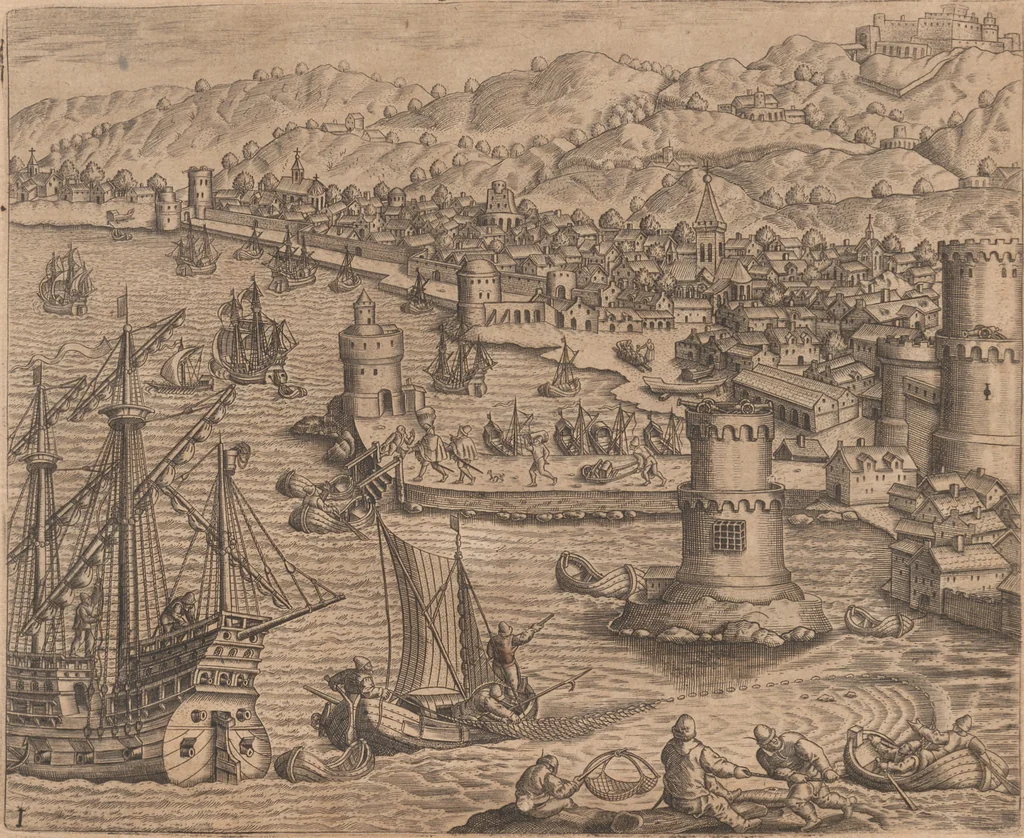 An illustration from Das vierdte Buch von der Neuwen Welt. Oder Neuwe vnd gründtliche Historien, von dem Nidergängischen Indien, so von Christophoro Columbo im Jar 1492 erstlich erfunden, 1594, leaf 173