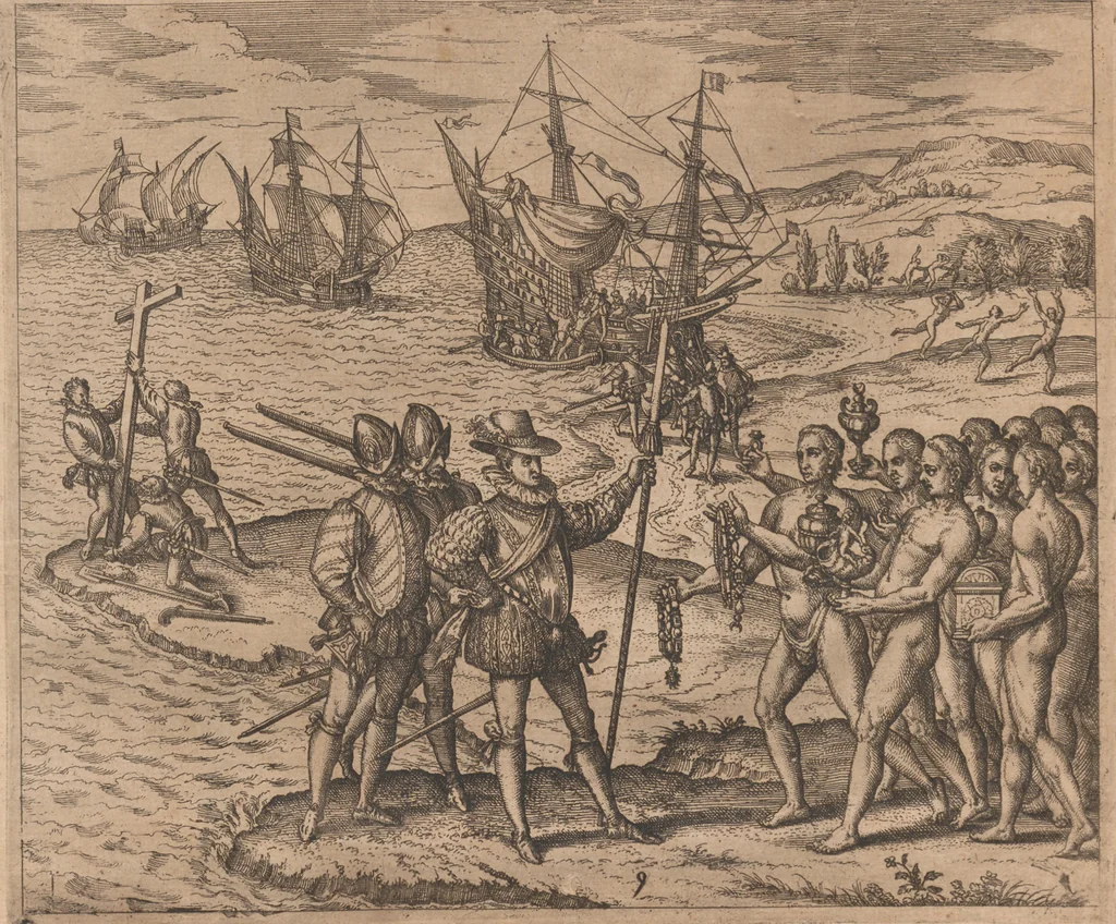 An illustration from Das vierdte Buch von der Neuwen Welt. Oder Neuwe vnd gründtliche Historien, von dem Nidergängischen Indien, so von Christophoro Columbo im Jar 1492 erstlich erfunden, 1594, leaf 189