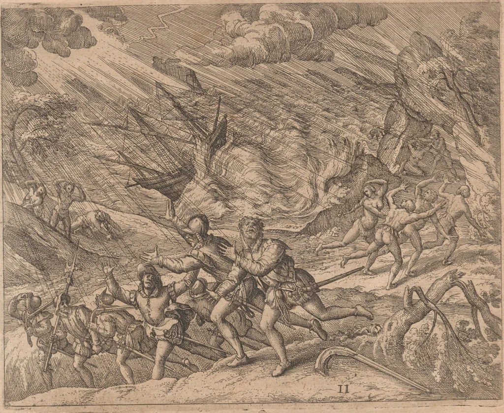 An illustration from Das vierdte Buch von der Neuwen Welt. Oder Neuwe vnd gründtliche Historien, von dem Nidergängischen Indien, so von Christophoro Columbo im Jar 1492 erstlich erfunden, 1594, leaf 193