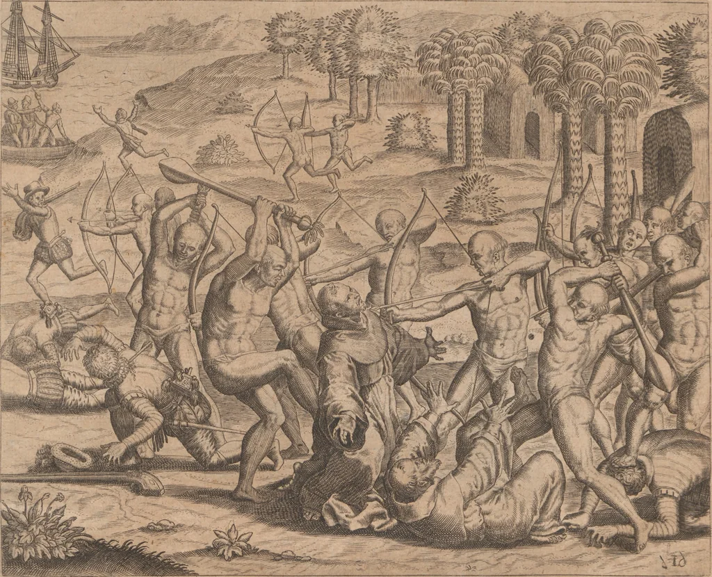 An illustration from Das vierdte Buch von der Neuwen Welt. Oder Neuwe vnd gründtliche Historien, von dem Nidergängischen Indien, so von Christophoro Columbo im Jar 1492 erstlich erfunden, 1594, leaf 203