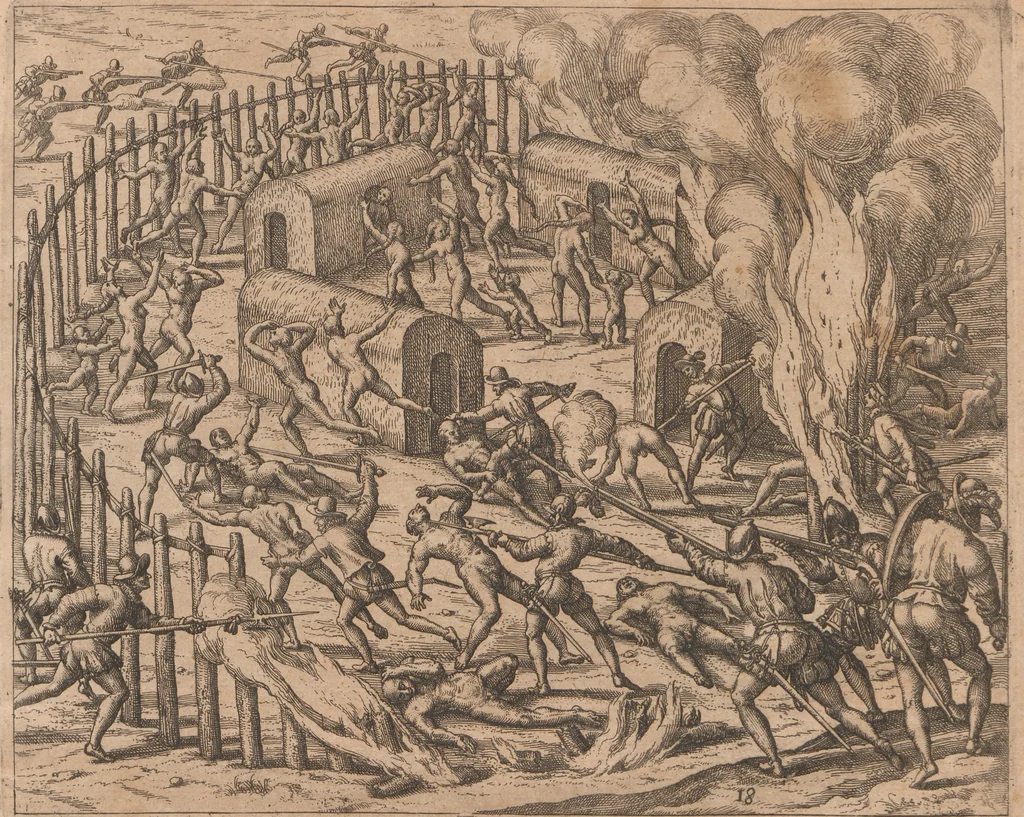 An illustration from Das vierdte Buch von der Neuwen Welt. Oder Neuwe vnd gründtliche Historien, von dem Nidergängischen Indien, so von Christophoro Columbo im Jar 1492 erstlich erfunden, 1594, leaf 207