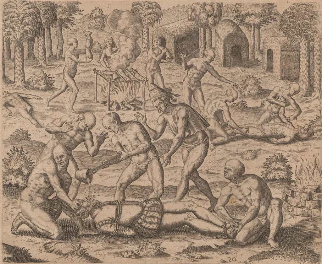 An illustration from Das vierdte Buch von der Neuwen Welt. Oder Neuwe vnd gründtliche Historien, von dem Nidergängischen Indien, so von Christophoro Columbo im Jar 1492 erstlich erfunden, 1594, leaf 211