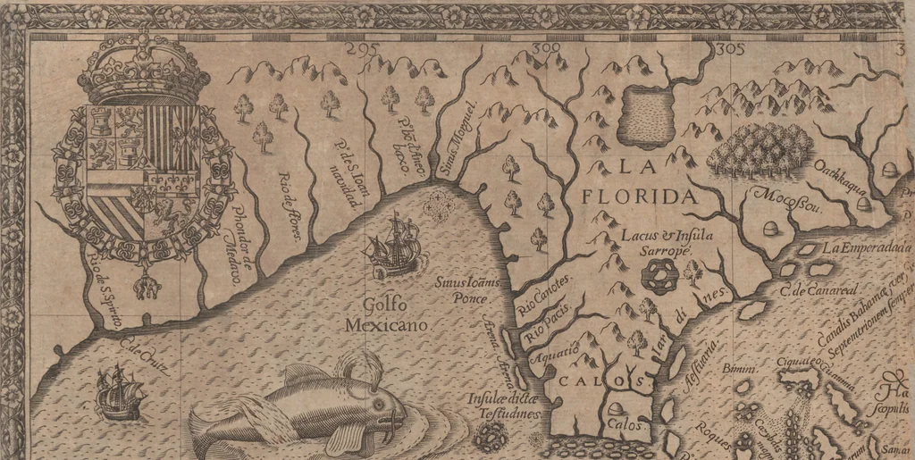 An illustration from Das vierdte Buch von der Neuwen Welt. Oder Neuwe vnd gründtliche Historien, von dem Nidergängischen Indien, so von Christophoro Columbo im Jar 1492 erstlich erfunden, 1594, leaf 6