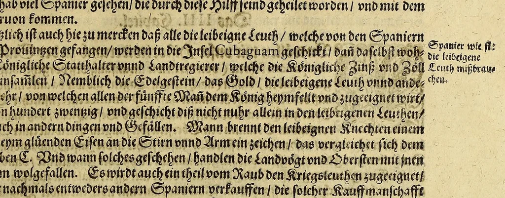 An illustration from Das vierdte Buch von der Neuwen Welt. : Oder neuwe und gründtliche Historien, von dem Nidergängischen Indien, so von Christophoro Columbo im Jar 1492. erstlich erfunden., 1594, leaf 37