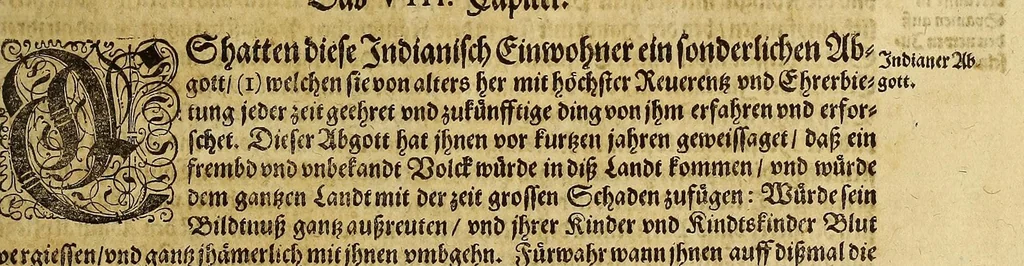 An illustration from Das vierdte Buch von der Neuwen Welt. : Oder neuwe und gründtliche Historien, von dem Nidergängischen Indien, so von Christophoro Columbo im Jar 1492. erstlich erfunden., 1594, leaf 57