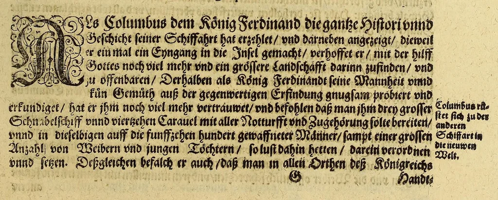 An illustration from Das vierdte Buch von der Neuwen Welt. : Oder neuwe und gründtliche Historien, von dem Nidergängischen Indien, so von Christophoro Columbo im Jar 1492. erstlich erfunden., 1613, leaf 57