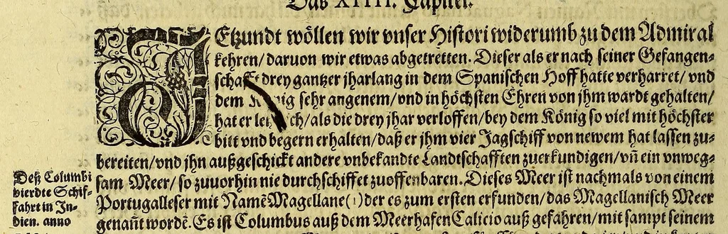 An illustration from Das vierdte Buch von der Neuwen Welt. : Oder neuwe und gründtliche Historien, von dem Nidergängischen Indien, so von Christophoro Columbo im Jar 1492. erstlich erfunden., 1613, leaf 84