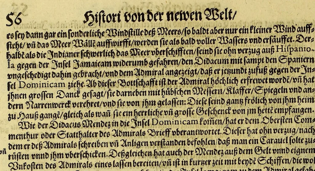 An illustration from Das vierdte Buch von der Neuwen Welt. : Oder neuwe und gründtliche Historien, von dem Nidergängischen Indien, so von Christophoro Columbo im Jar 1492. erstlich erfunden., 1613, leaf 86