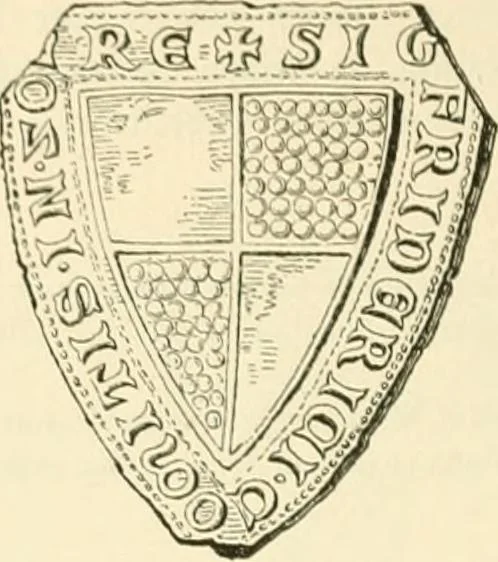 An illustration from Das Wappen des fürstlichen Hauses Hohenzollern in seiner Entwicklung von der ältesten Zeit bis zur Gegenwart historisch dargestellt, nebst Anhang: Hohenzollern'sche Allianz-Wappen, 1889, leaf 27
