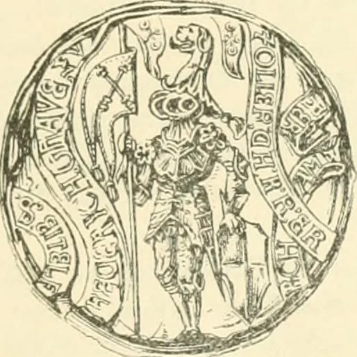 An illustration from Das Wappen des fürstlichen Hauses Hohenzollern in seiner Entwicklung von der ältesten Zeit bis zur Gegenwart historisch dargestellt, nebst Anhang: Hohenzollern'sche Allianz-Wappen, 1889, leaf 62