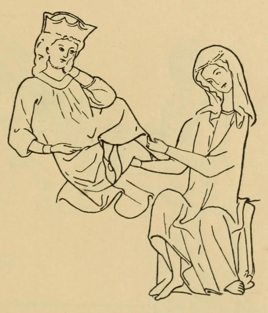 An illustration from Das Webebild in der Manesse-Handschrift und seine angebliche Vorlage, 1911, leaf 33
