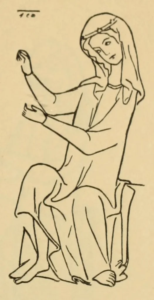 An illustration from Das Webebild in der Manesse-Handschrift und seine angebliche Vorlage, 1911, leaf 33