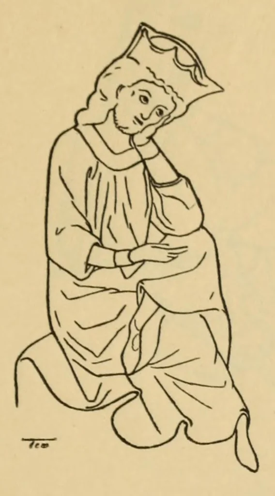 An illustration from Das Webebild in der Manesse-Handschrift und seine angebliche Vorlage, 1911, leaf 33