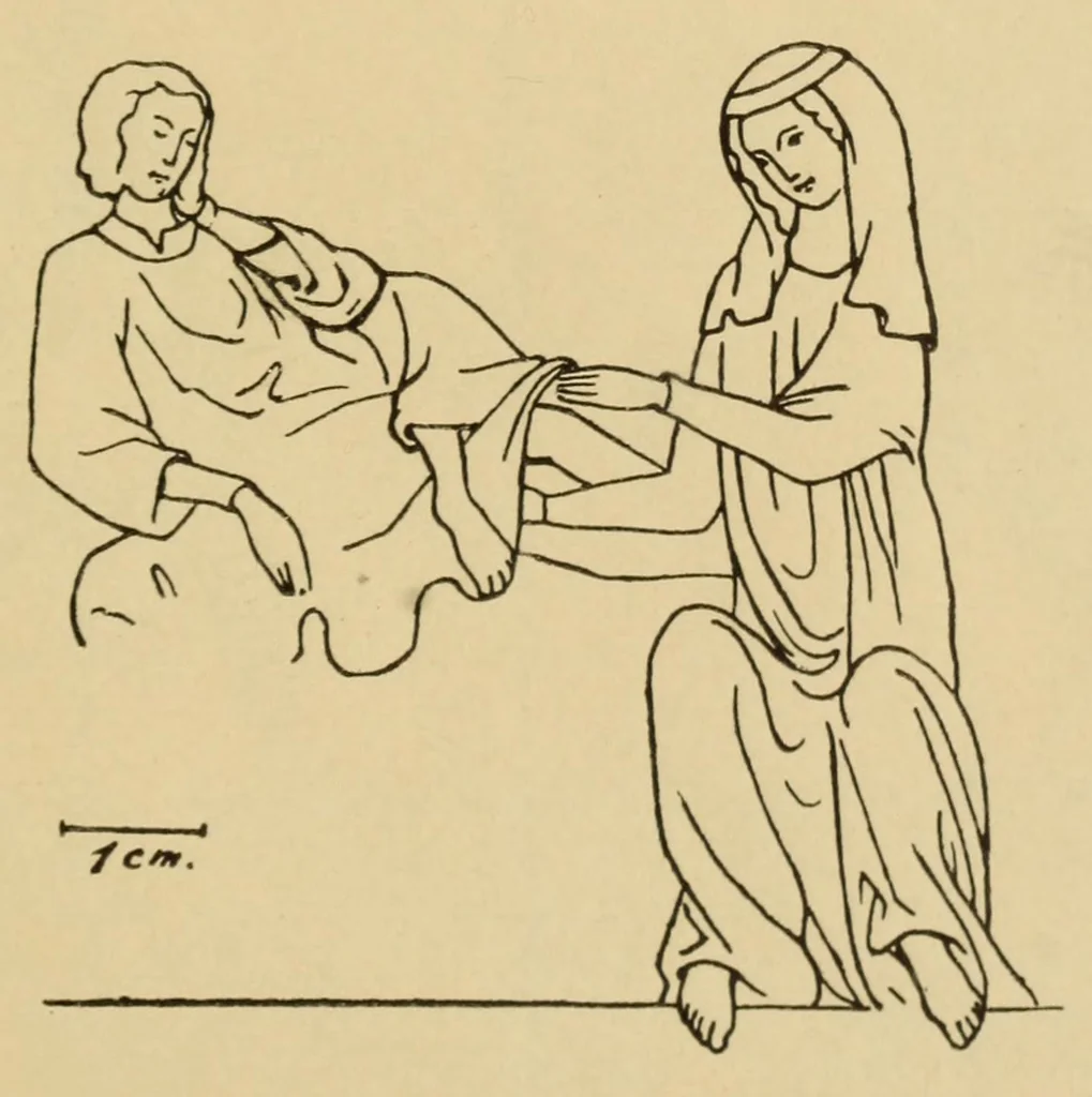 An illustration from Das Webebild in der Manesse-Handschrift und seine angebliche Vorlage, 1911, leaf 35