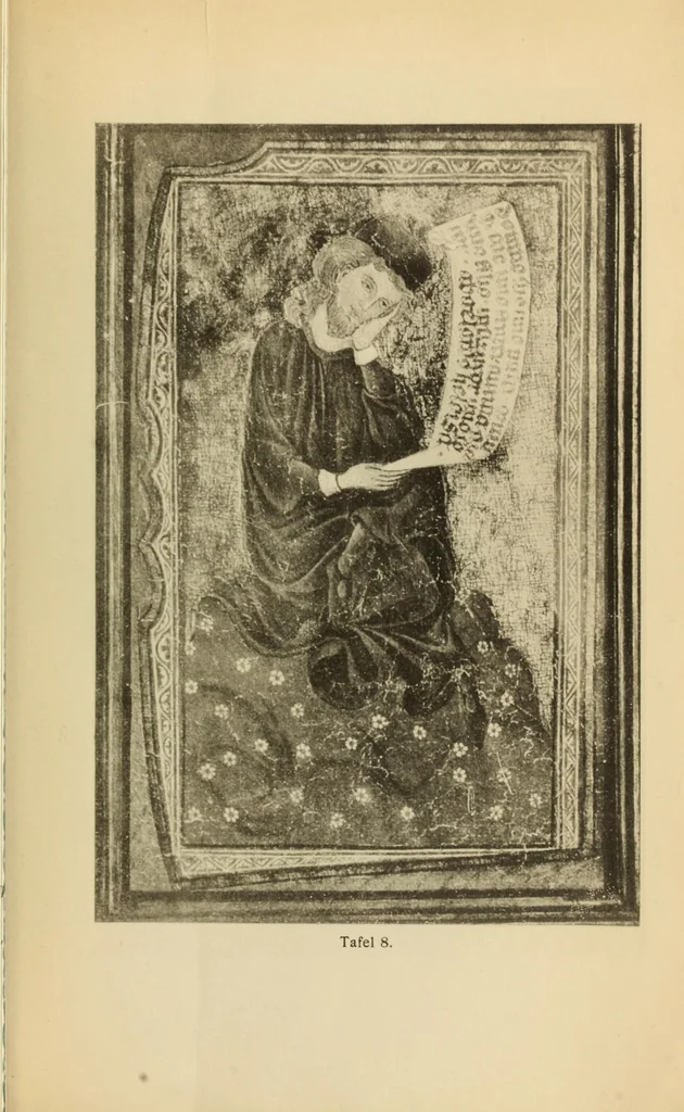 An illustration from Das Webebild in der Manesse-Handschrift und seine angebliche Vorlage, 1911, leaf 45