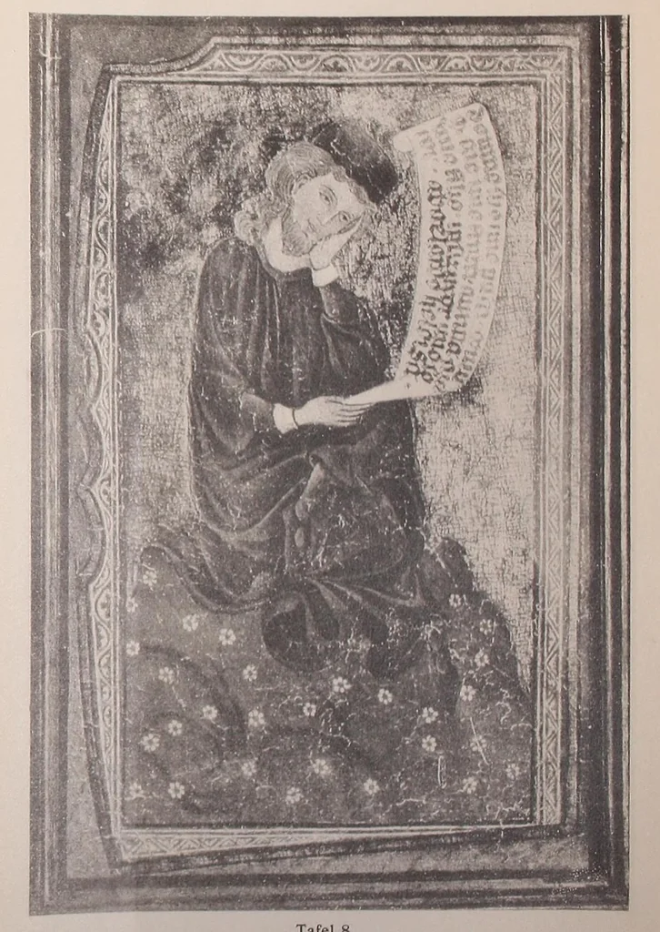 An illustration from Das Webebild in der Manesse-Handschrift und seine angebliche Vorlage, 1911, leaf 47
