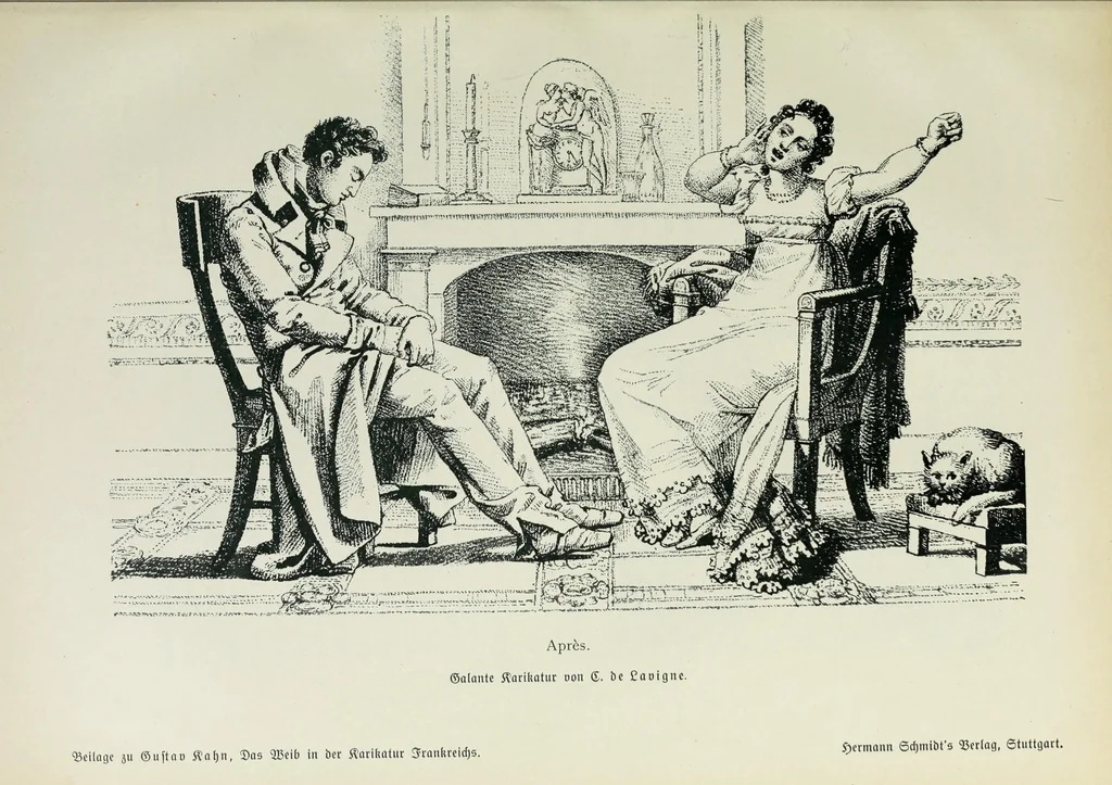 An illustration from Das Weib in der Karikatur Frankreichs : mit 448 Textillustrationen und 72 farbigen Kunstblättern nach seltenen und amüsanten französischen Karikaturen aus allen Zeitepochen, 1907, leaf 101