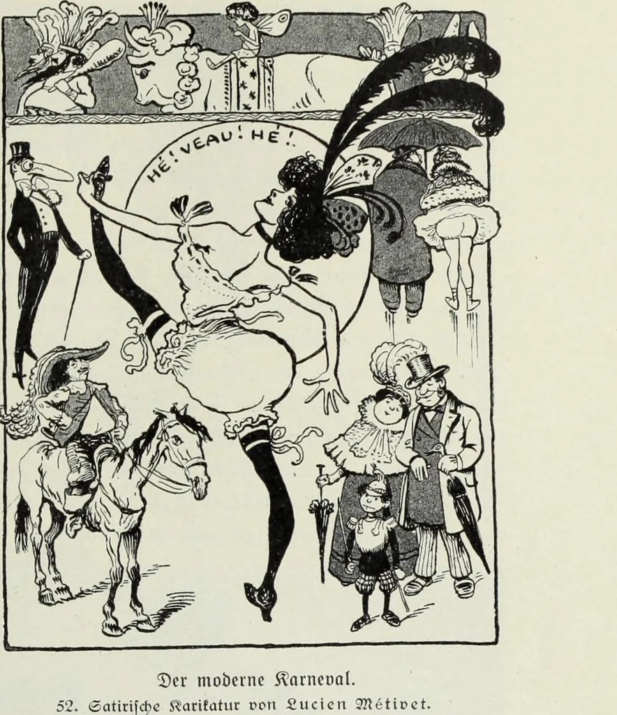 An illustration from Das Weib in der Karikatur Frankreichs : mit 448 Textillustrationen und 72 farbigen Kunstblättern nach seltenen und amüsanten französischen Karikaturen aus allen Zeitepochen, 1907, leaf 103