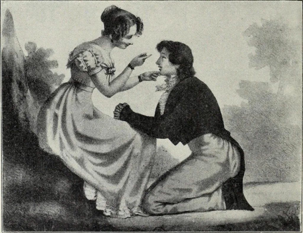 An illustration from Das Weib in der Karikatur Frankreichs : mit 448 Textillustrationen und 72 farbigen Kunstblättern nach seltenen und amüsanten französischen Karikaturen aus allen Zeitepochen, 1907, leaf 104