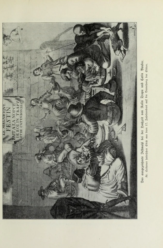 An illustration from Das Weib in der Karikatur Frankreichs : mit 448 Textillustrationen und 72 farbigen Kunstblättern nach seltenen und amüsanten französischen Karikaturen aus allen Zeitepochen, 1907, leaf 107