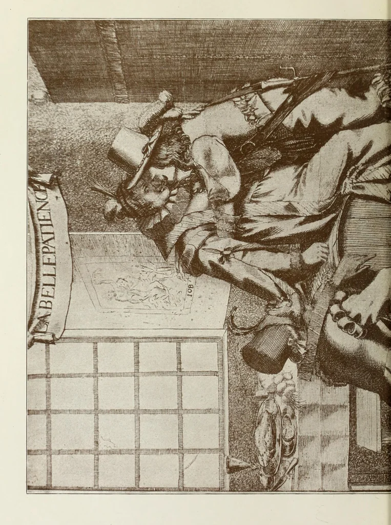 An illustration from Das Weib in der Karikatur Frankreichs : mit 448 Textillustrationen und 72 farbigen Kunstblättern nach seltenen und amüsanten französischen Karikaturen aus allen Zeitepochen, 1907, leaf 112