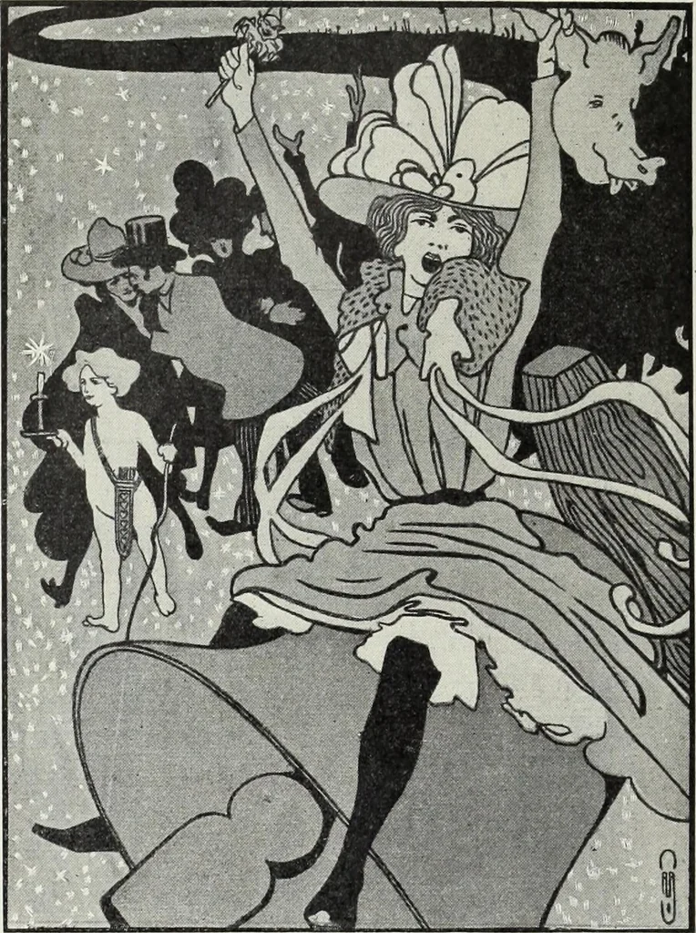 An illustration from Das Weib in der Karikatur Frankreichs : mit 448 Textillustrationen und 72 farbigen Kunstblättern nach seltenen und amüsanten französischen Karikaturen aus allen Zeitepochen, 1907, leaf 116
