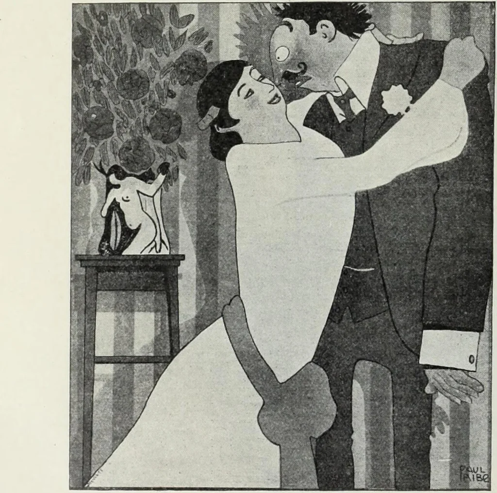 An illustration from Das Weib in der Karikatur Frankreichs : mit 448 Textillustrationen und 72 farbigen Kunstblättern nach seltenen und amüsanten französischen Karikaturen aus allen Zeitepochen, 1907, leaf 126